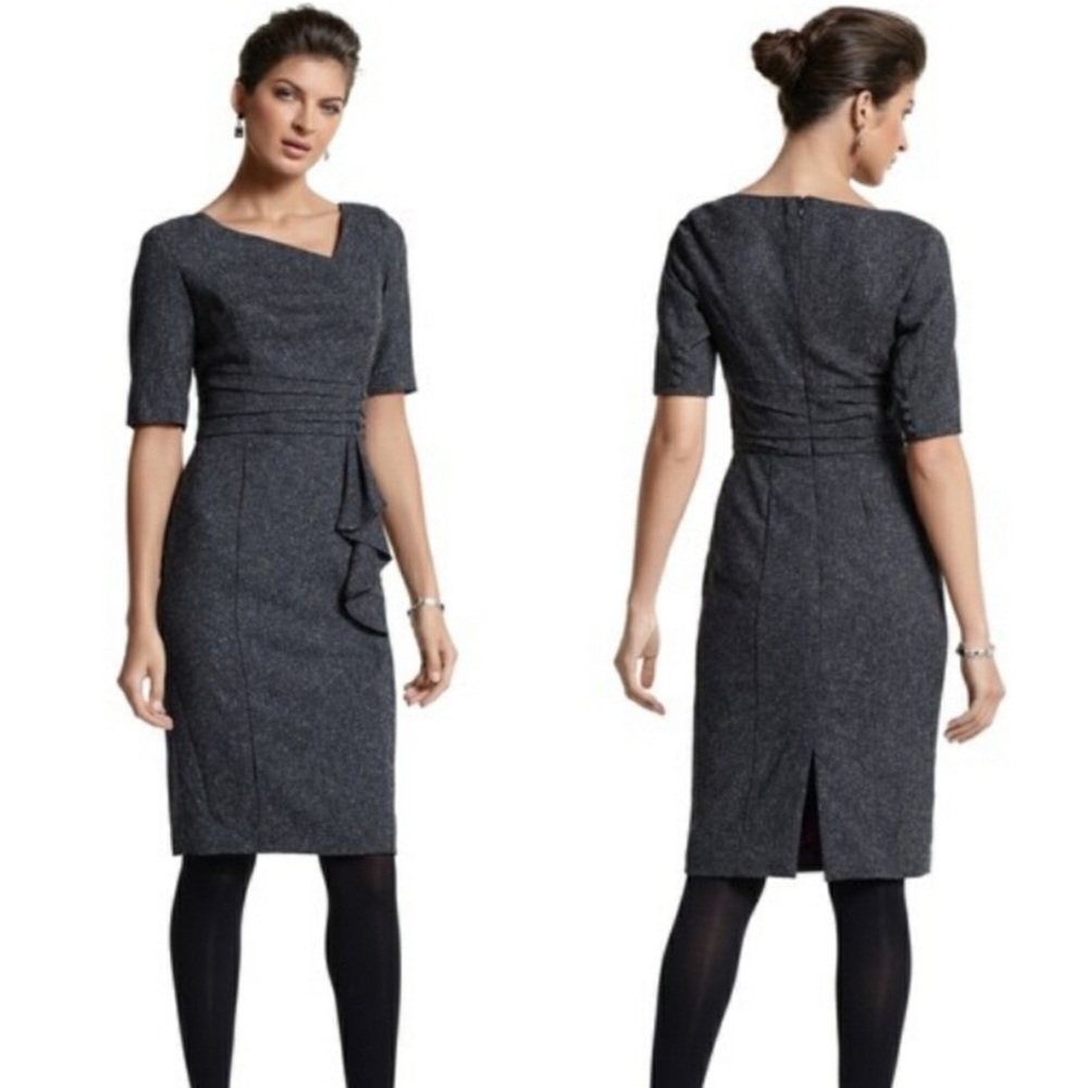 White House Black Market Gray Tweed Sheath Dress